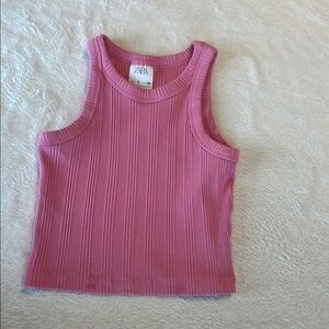 Zara Kids Pink Ribbed Tank Top